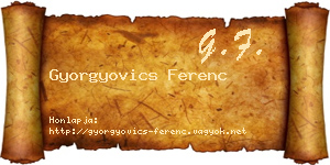Gyorgyovics Ferenc névjegykártya